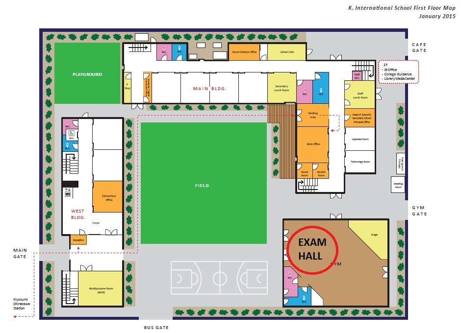 A typical school plan showing the exam hall where the CAT4 will be sat