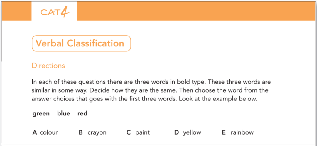 What Type Of Questions Are In A CAT4 Test School Entrance Tests   VerbalClassificationExample 1080x497 