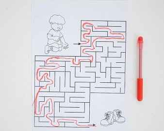 Completed maze with pen showing spatial awareness CAT4 skills practice