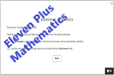 Clickable image showing first page of the eleven plus mathematics test
